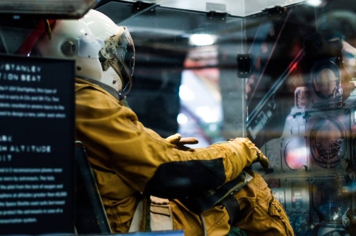 pilot inside a G-force simulator