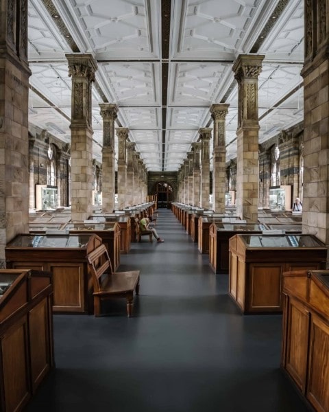 big hall with exhibition desks