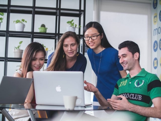 group of people studying together